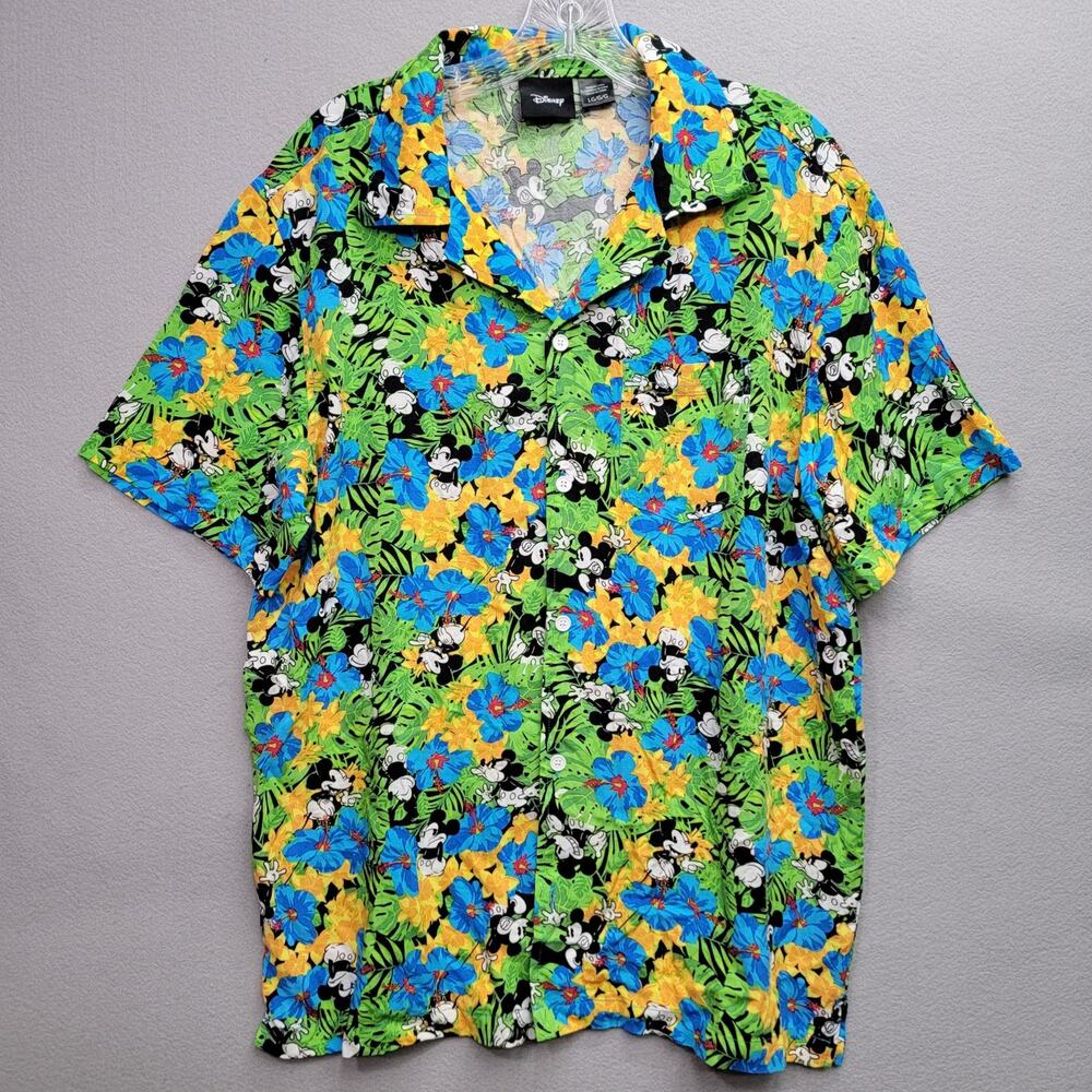 DISNEY HAWAIIAN BUTTON DOWN SHIRT, SIZE L
